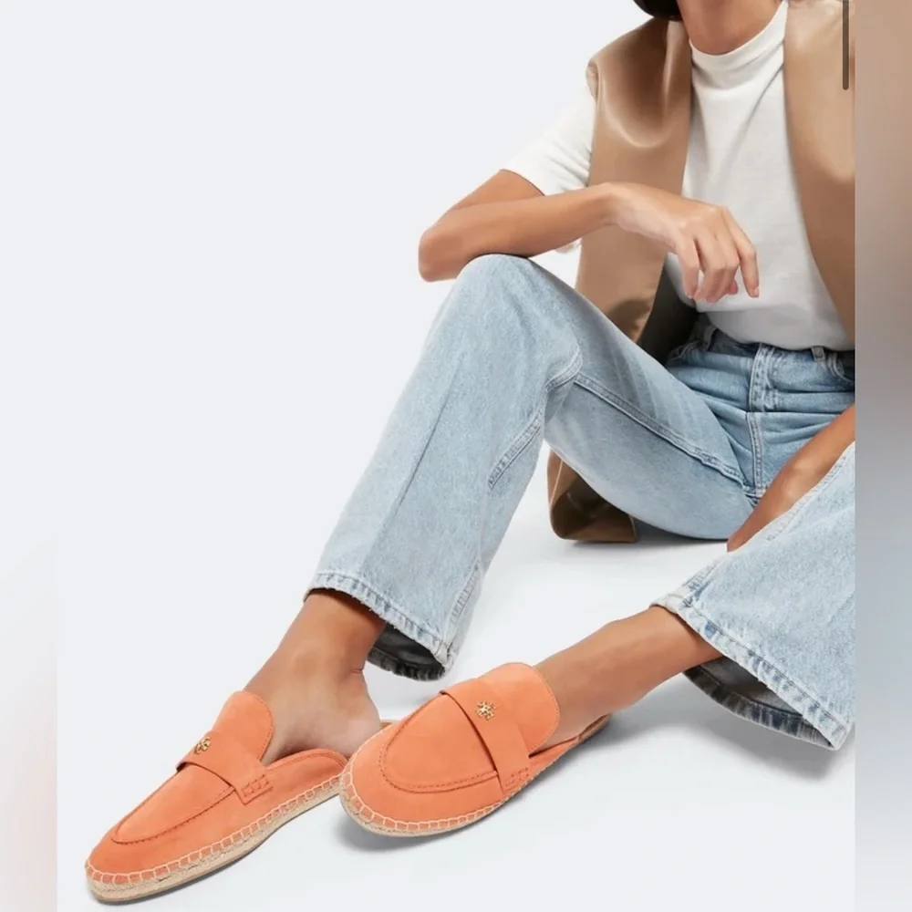 Tory Burch Orange Suede Seaside Espadrille Mule (#87637) Size 10 w/ Dust Bag